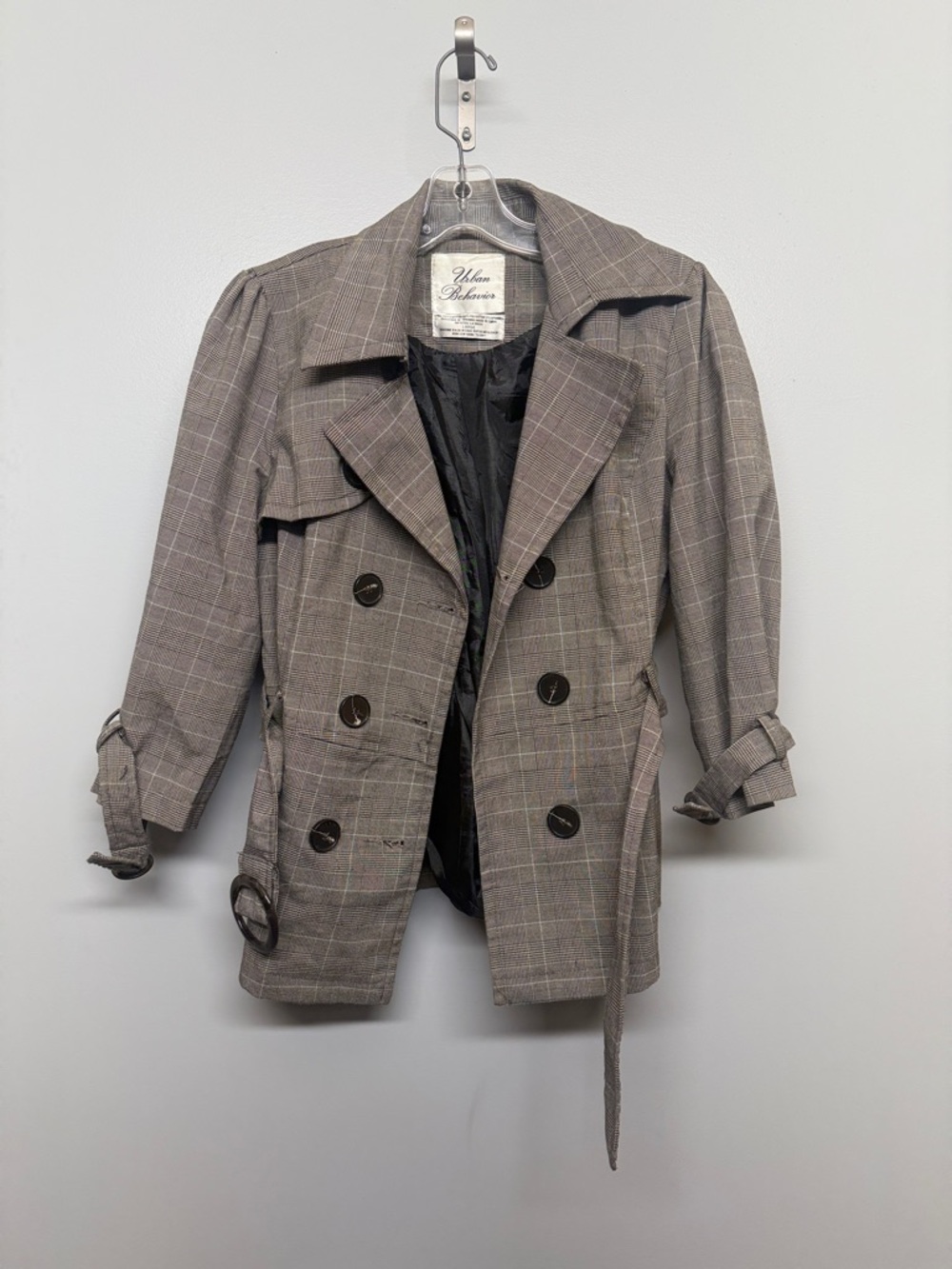 Vintage Urban Behavior Plaid Double-Breasted Blazer Jacket